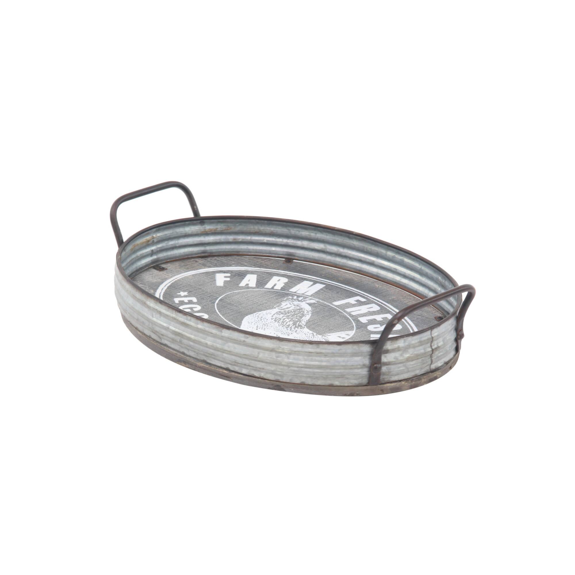 Gray Metal Farmhouse Tray Set